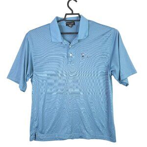 Mens Eleven Straight Byron Nelson Blue & Black Striped Polo Shirt Short Sleeve L